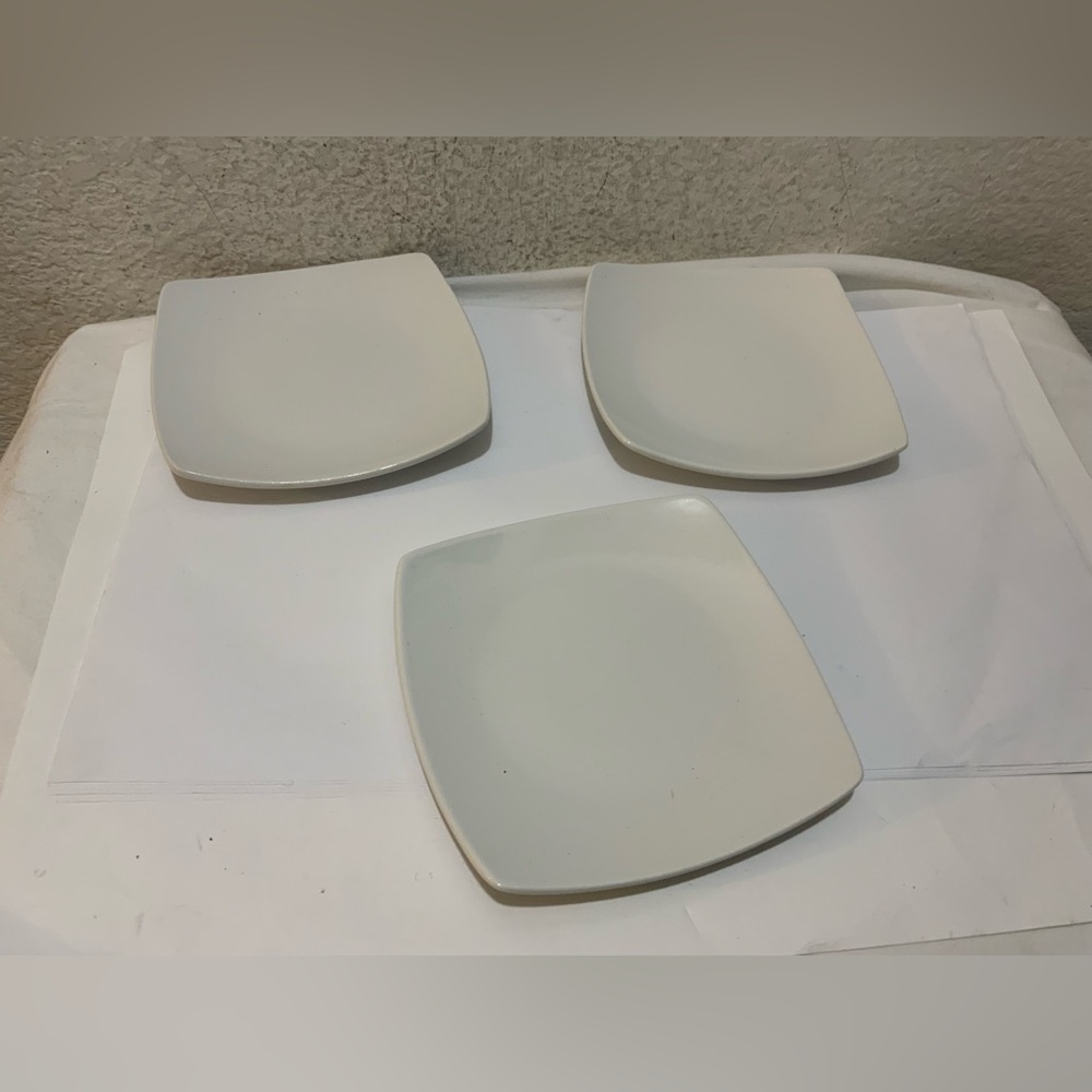 B Smith with Style White  6.25" Square Appetizer 3 Plates set Bed Bath & Beyond